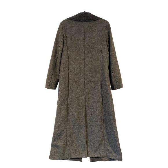 Trussardi S Longline Full Length Zip Gray Wool Coat Pockets Funnel Collar Y2K - Picture 2 of 13